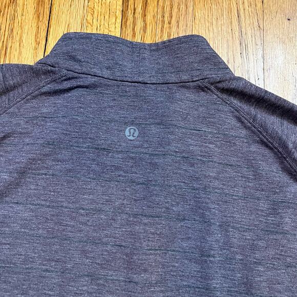Lululemon Shirt Mens Large ? Switchback 1/4 Zip Purple Striped Short Sleeve - Picture 4 of 7